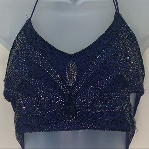 COPY - Forever 21 Beaded Navy Crop Top Sz Medium